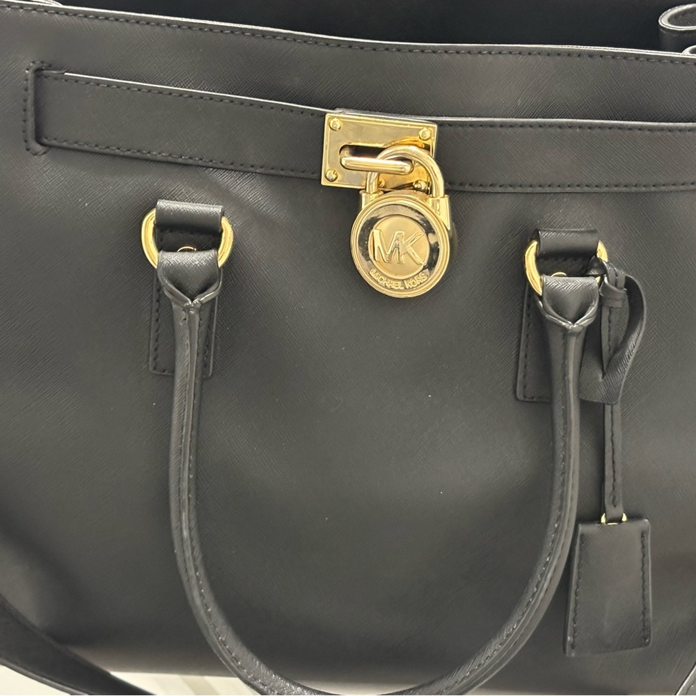 Michael Kors Black Satchel with Gold Accents